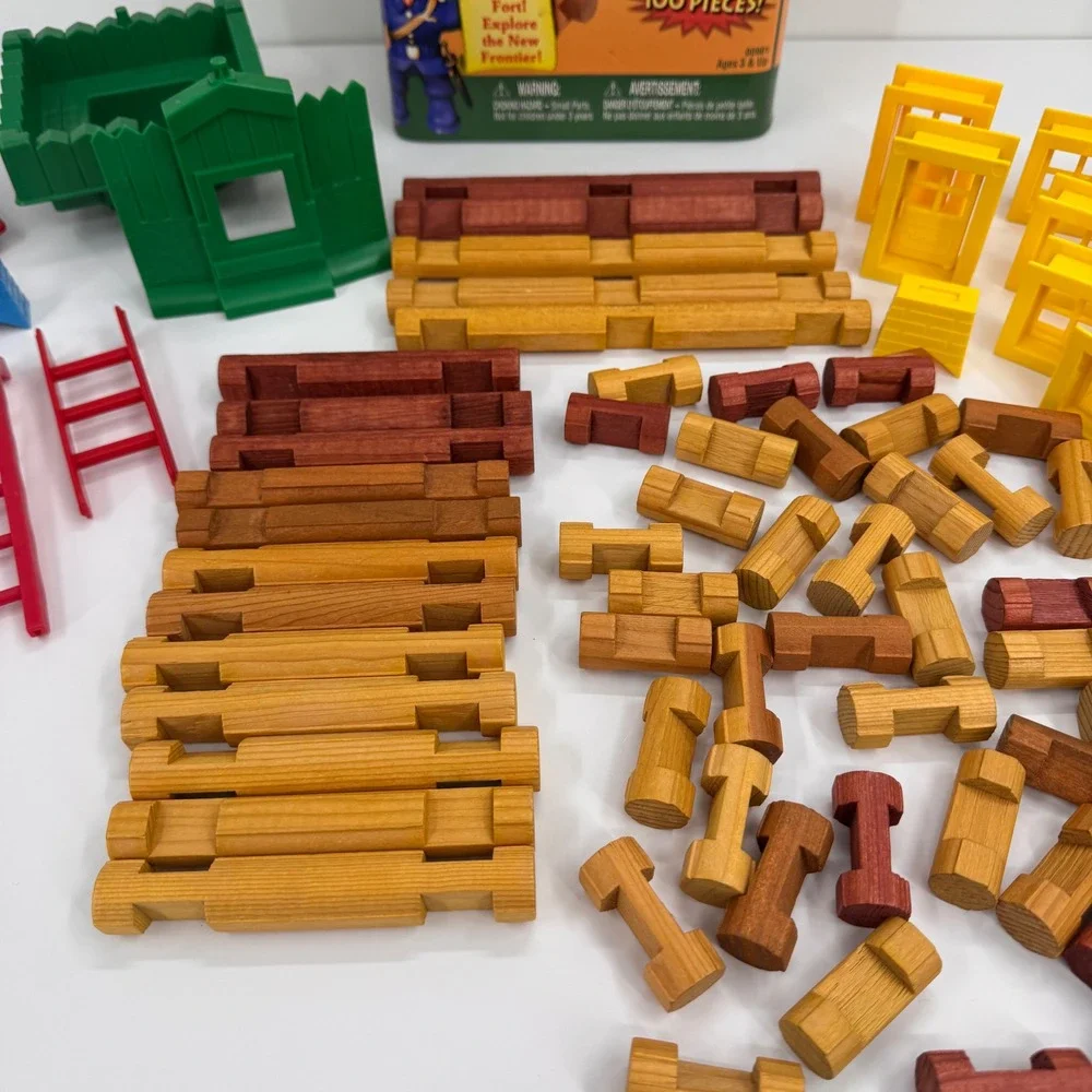 Lincoln Logs Frontier Explorer Incomplete Real Wood Building Set 00901 100 Piece